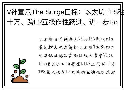 V神宣示The Surge目标：以太坊TPS破十万、跨L2互操作性跃进、进一步Rollups 